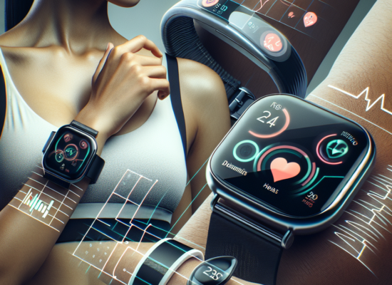 "Smartwatch displaying real-time health monitoring features, illustrating the benefits of wearable technology in tracking vital signs and promoting wellness."